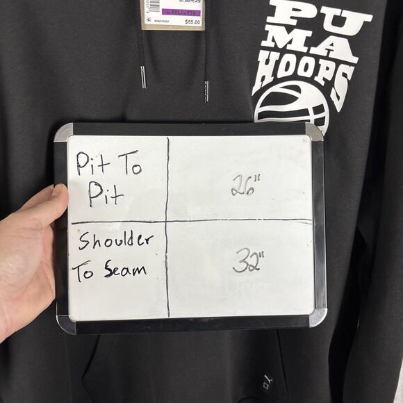 Puma Mens Posterize 2.0 Logo Print Hoodie Black White Size 2XL NWT - Picture 7 of 7